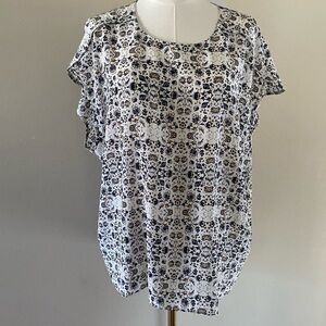 Club Monaco Oversized Silk Cap Sleeve Blouse